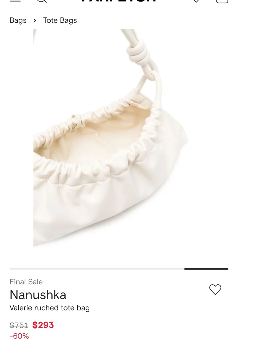 NANYSHKA VALERIE Cream Ruched Shoulder Bag with Knotted Handle - Picture 8 of 10